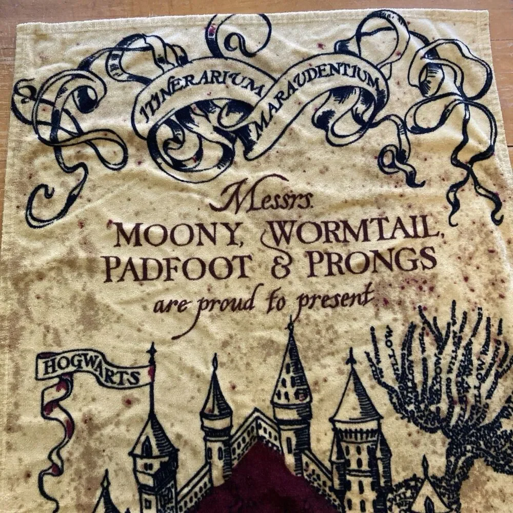 Harry Potter Marauder's Map Beach Towel Hogwarts Terry 58”x29” Cotton Blend